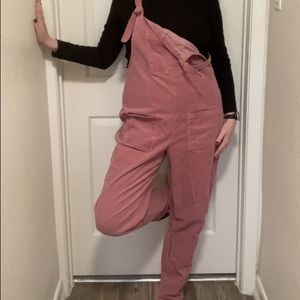 Lucy & Yak Original Dungaree in discontinued Pink Corduroy.